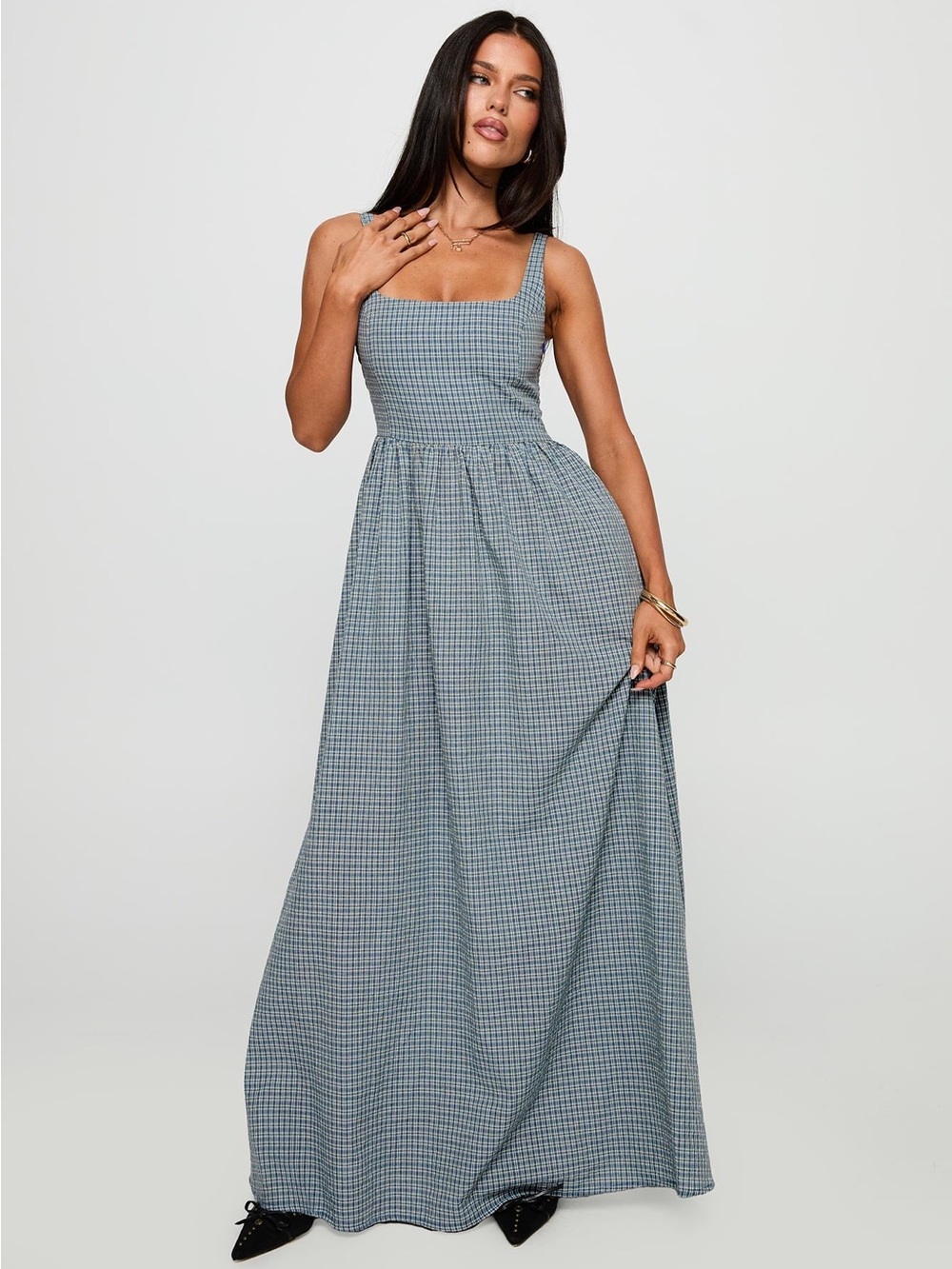 Princess Polly Cartmel Check Maxi Dress Navy - Picture 6 of 12